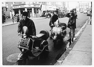 Mopeds: Mods and their scooters - Tower Bridge Road, London