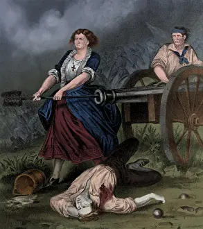 Currier: Molly Pitcher at the Battle of Monmouth, 1778