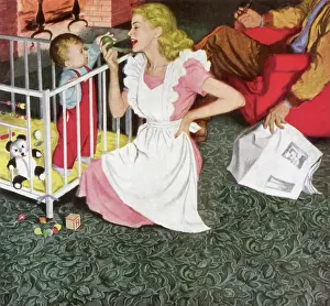 Aside: Mom and Son in Playpen