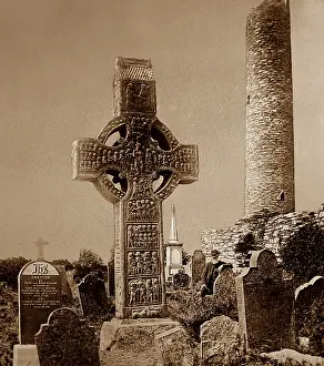 Louth: Monasterboice Cross and round tower, County Louth, Ireland