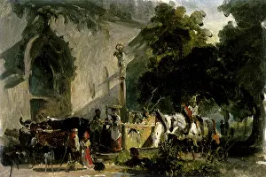 Gauermann: At the Monastery's Well in Salzburg