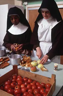 Colin Horsman: Monastic life - preparing vegetables in convent kitchen