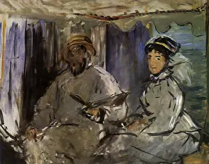 Merely: Monet Painting in His Studio Boat, by Manet