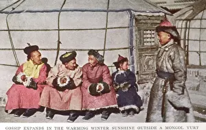 Yurt: Mongolia - Men chatting outside a yurt