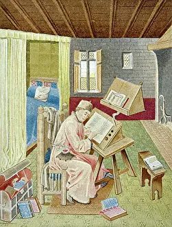 Copying: Monk Copyist copying manuscript