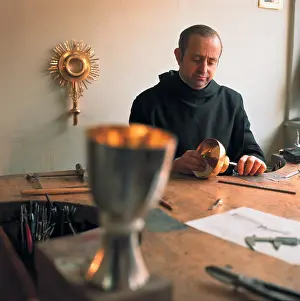 Goblet: Monk while crafting a goblet
