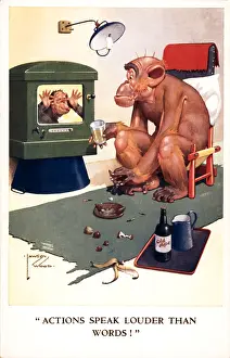 Mockery: Monkey watching television
