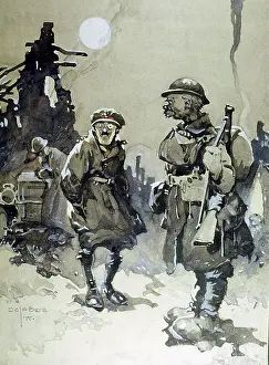 Monocled: Monocled officer and a Tommy ready for the off, WW1