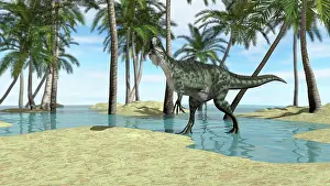 Riverbed: Monolophosaurus grazing shallow waters of a prehistoric ?