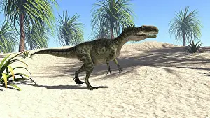 Monolophosaurus: Monolophosaurus in a tropical environment
