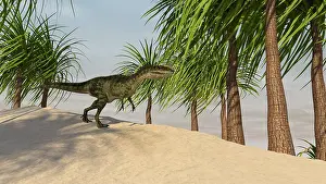 Monolophosaurus: Monolophosaurus in a tropical environment