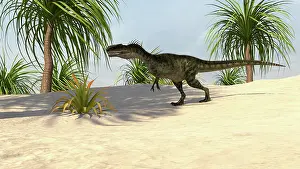 Monolophosaurus: Monolophosaurus in a tropical environment