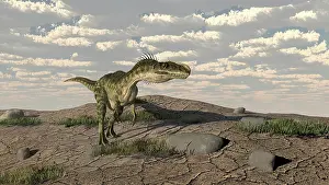 Monolophosaurus: Monolophosaurus walking across an open desert