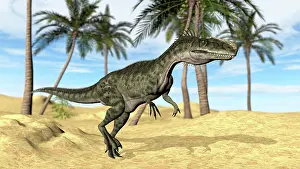 Monolophosaurus: Monolophosaurus walking across a prehistoric landscape