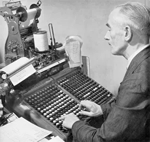 Keyboard: Monotype keyboard operator at a printing works