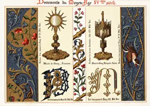 Xve Siecle: Monstrance, Italian reliquary, and borders from