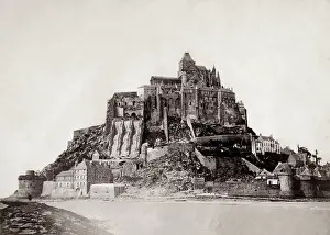 Buidling: Mont St Michel, Normandy, prior to spire completion 1898
