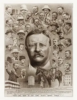 Pince: A montage of drawings of Teddy Roosevelt from