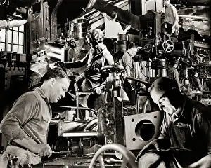 Machining: Montage of Men Working at Lathes