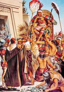 Naw001: Montezuma Ii Aztec Ruler Carried Sitting in his