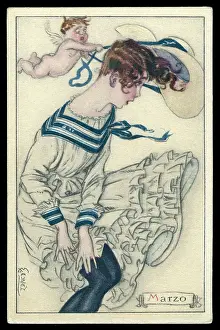 Marzo: Month Postcard -- Marzo (March)