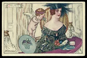 Decolletage: Month Postcard -- Ottobre (October)