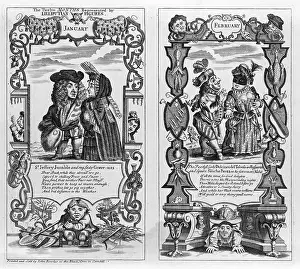 Lilliputian: The twelve months represented by Lilliputian figures