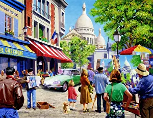 Citroen: Montmartre Paris, Artists Quarter, 1960s Citroen Car