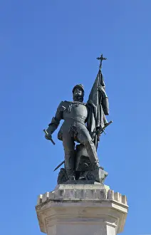 Blue Sky: Monument to Hernan Cortes, Medellin, Extremadura, Spain