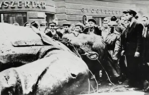 Rebellions: A monument of Stalin in Budapest was overthrown during t