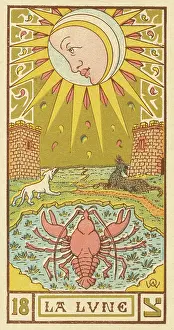Wirth: The Moon depicted on a Tarot card