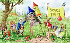 Experimenting: The Moon Rocket with rabbits, badger, squirrel, mouse