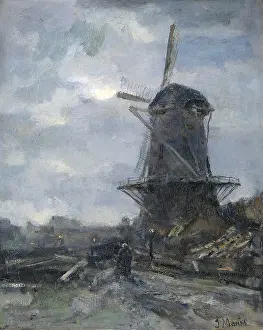 Bstp1602: Mill at Moonlight. By Jacob Maris