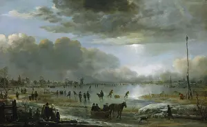 Neer: Moonlight Winter Scene on a Frozen Canal