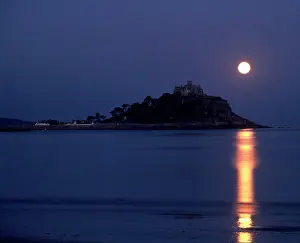 Gleam: Moonrise over St Michael's Mount, Cornwall