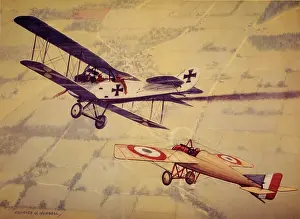 Hubbell: Morane Monoplane Attacking German Bi-Plane