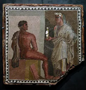 Legendary: Mosaic depicting Orestes and Iphigenia. Capitoline Museums