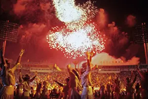 Fireworks: Moscow, USSR. Fireworks go off over