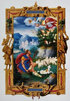 Appear: Moses and the Burning Bush. Miniature. 16th century. France