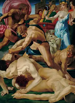 Jethro: Moses defends Jethro's daughters, painted