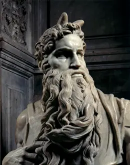 Vincoli: Detail of Moses head, tomb