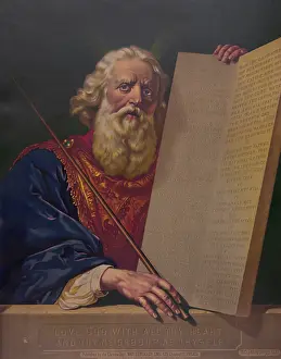 Morality: Moses holding the tablets inscribed with Ten Commandments