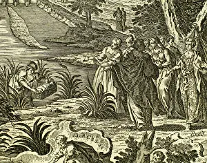 Chapter: Moses rescued from the Nile. Engraving