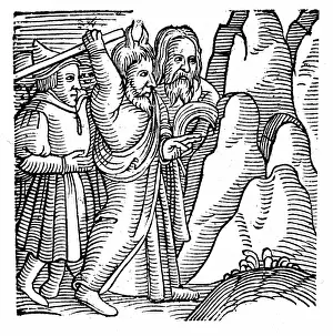 Striking: Moses striking the rock in the wilderness and