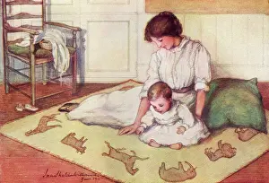 Mother and baby with crawling rug