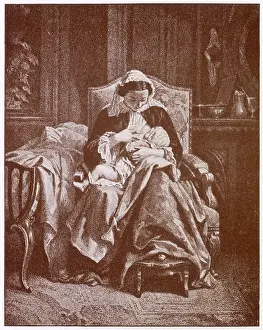 Breastfeeding: Mother breastfeeding her baby