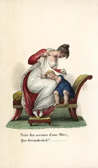 Tendresse: Mother and child on a chaise longue