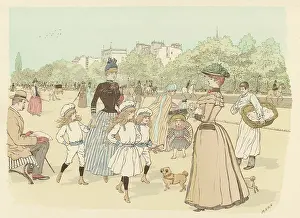 Matin: Mother and children walking in Paris