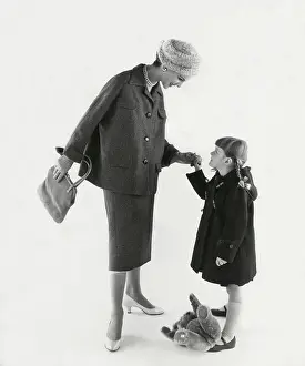 Pigtails: Mother and daughter (and teddy bear)