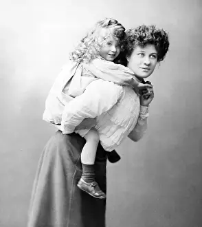 Piggyback: Mother and daughter piggyback